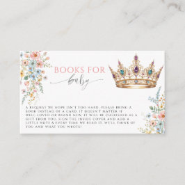 Princess Gold Crown Floral Books for Baby Shower   Begleitkarte