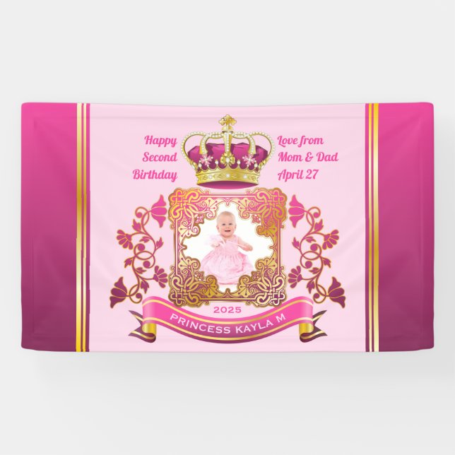 Princess Gold Crown Perlen Ihr Foto Extravaganten  Banner (Horizontal)