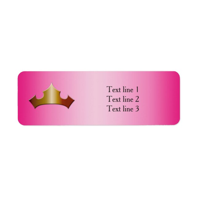 Princess Gold Crown Pink Party Address Labels (Vorne)