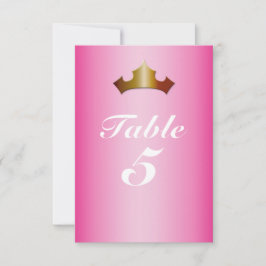 Princess Gold Crown Pink Party Tischnummer Card