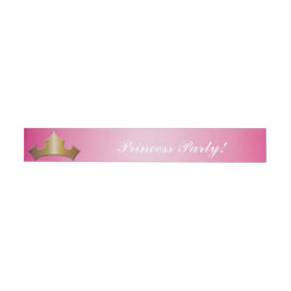 Princess Gold Crown Pink Party Wrap um Labels heru Rundum-Adressaufkleber
