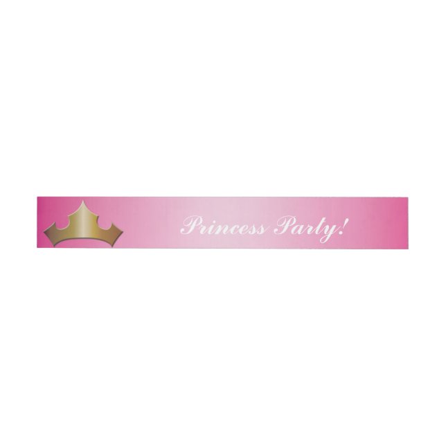 Princess Gold Crown Pink Party Wrap um Labels heru Rundum-Adressaufkleber (Person)