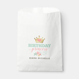Princess Gold Crown & Shabby Pink Floral Geschenktütchen