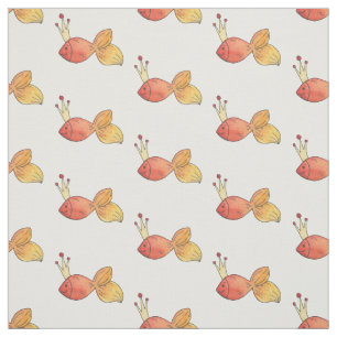 Princess Goldfish Girly Whimsy Watercolor-Muster Stoff