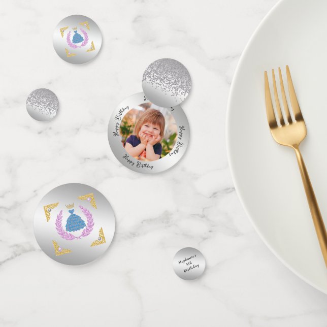 Princess Gown Gold Glitzer & Custom Foto Konfetti (Gruppe)