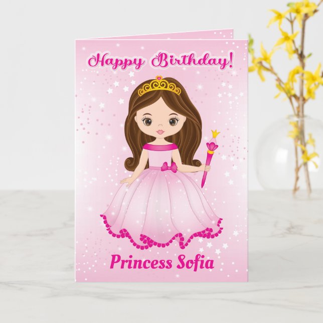 Princess Happy Birthday Card | Alter hinzufügen Karte (Gelbe Blume)