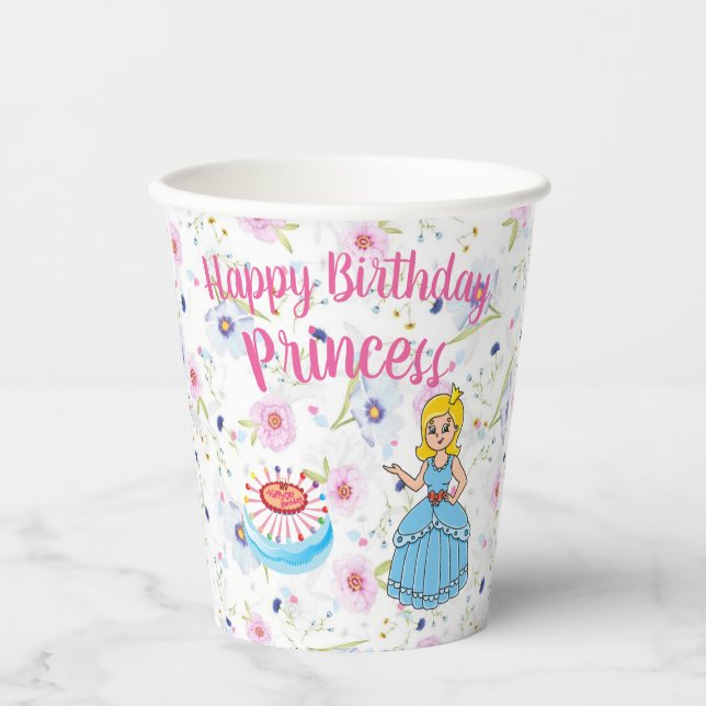 Princess Happy Birthday Paper Cup Pappbecher (Vorderseite)