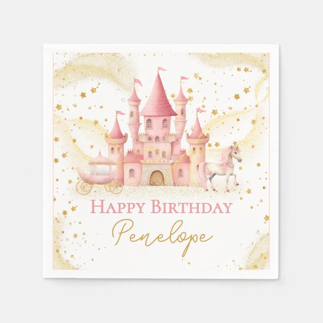 Princess Happy Birthday Paper Napkin Serviette (Vorderseite)