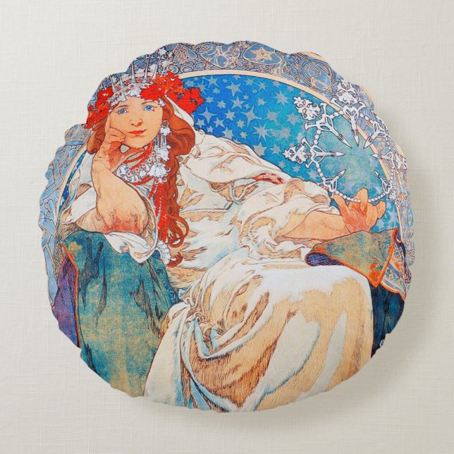 Princess Hyacinth, Alphonse Mucha Throw Kissen (Vorderseite)