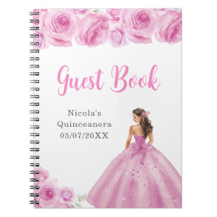Princess in Light Pink Quinceanera Gästebuch Notizblock