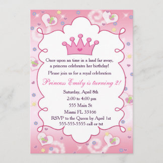 Princess Invitation Girl Geburtstagsparty Crown Pi Einladung