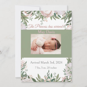 Princess ist angekommen Rosa Aquarellgarten Ankündigung