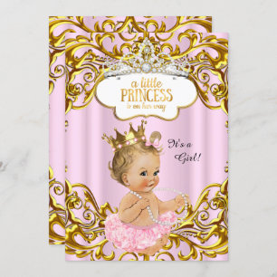 Princess ist auf dem Weg zum Baby Dusche Pink Blon Einladung
