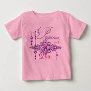 Princess Jewels Custom Pink Kleinkind Ruffle T-Shi Baby T-shirt