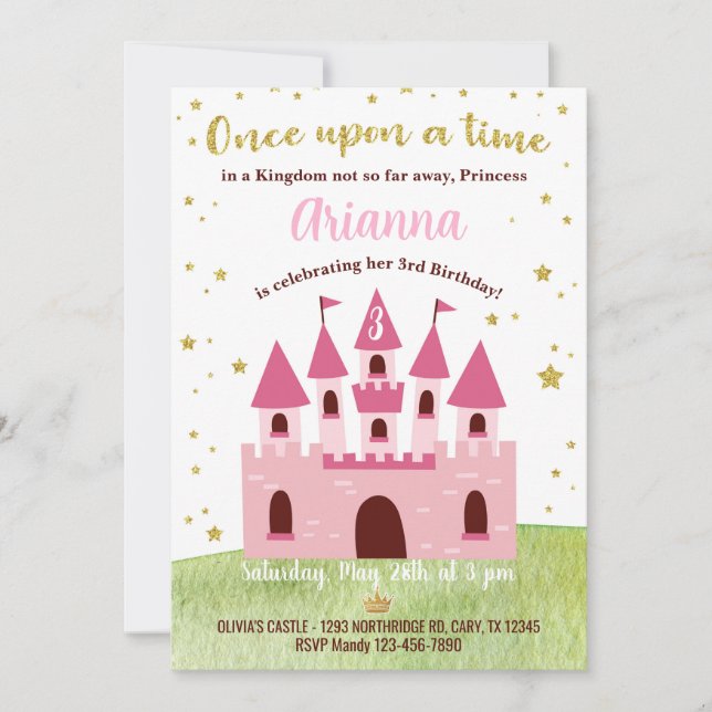 Princess Kingdom Castle birthday invite. Einladung (Vorderseite)