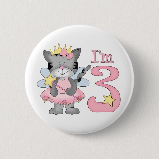 Princess Kitty 3. Geburtstag Button (Vorderseite)