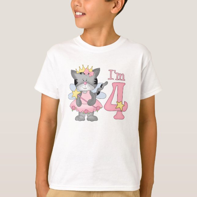 Princess Kitty 4. Geburtstag T-Shirt (Vorderseite)