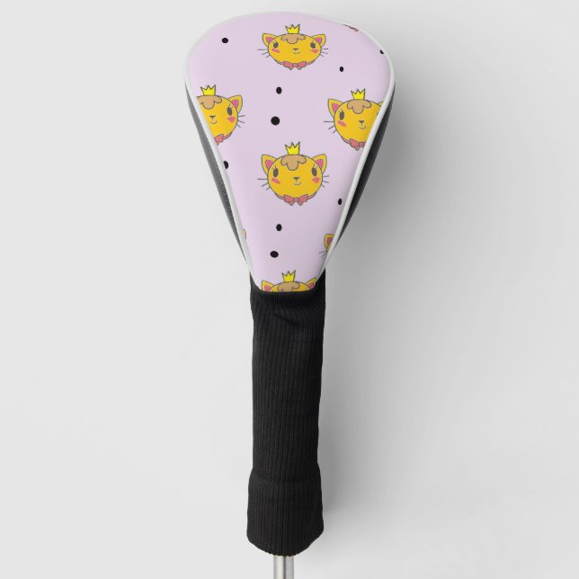 Princess Kitty Cat auf lila Golf Headcover (Vorderseite)