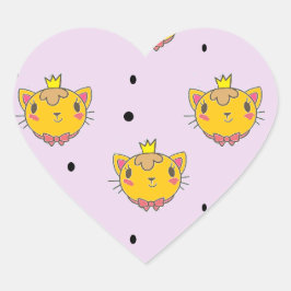 Princess Kitty Cat auf lila Herz-Aufkleber