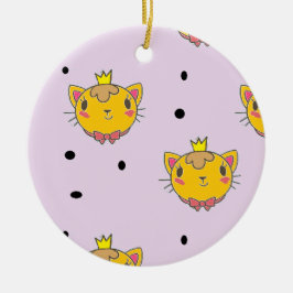 Princess Kitty Cat auf lila Keramik Ornament