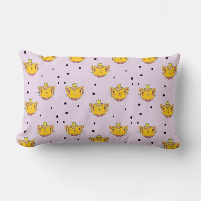 Princess Kitty Cat auf lila Lendenkissen (Vorderseite)