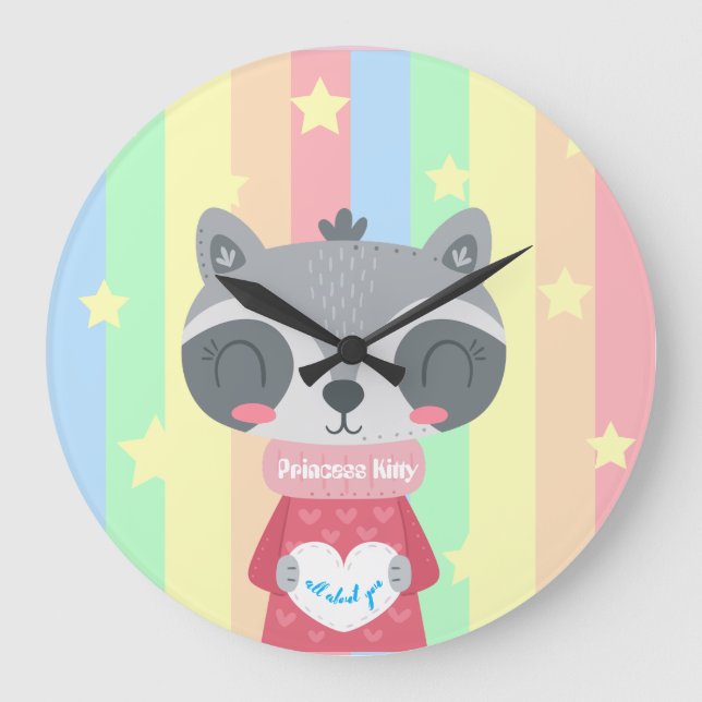 Princess Kitty Round Acrylic Wall Clock Große Wanduhr (Vorderseite)