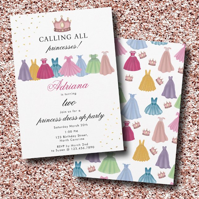 Princess Kleider Märchenkleidung Mädchen zum Gebur Einladung (Princess Dresses Fairytale Dress Up Girl Birthday Invitation)