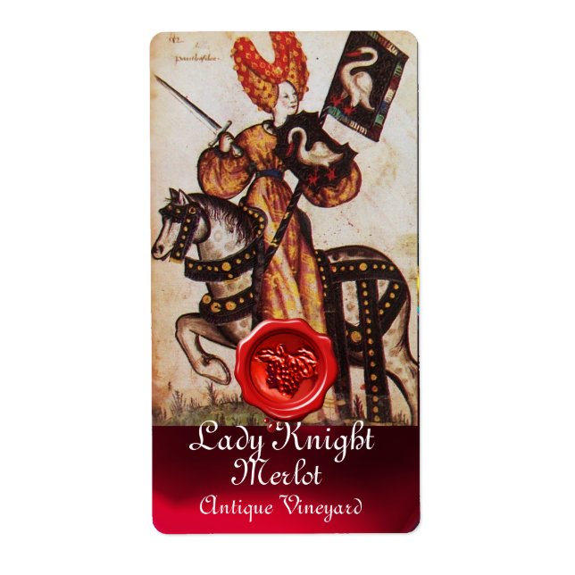 PRINCESS LADY KNIGHT WEINETIKETT, RED WAX SIEGEL (Vorne)