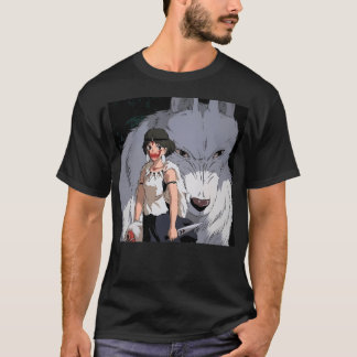 Princess Mononoke Zeichnete Wolf T-Shirt