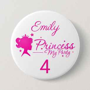 Princess My Party Personalialize Name Age Birthday Button