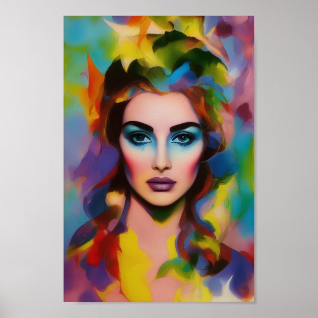 Princess of Watercolor Rainbow - Digitale Kunst he Poster (Vorne)