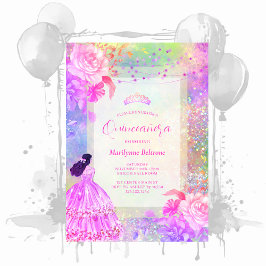 Princess Opal Glitzer Rainbow Quinceañera Einladung