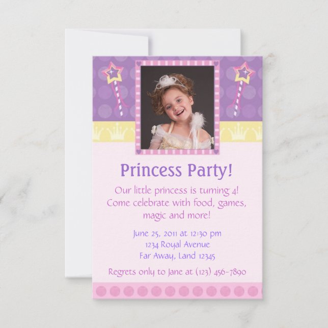 Princess Party Foto Einladung (Vorderseite)