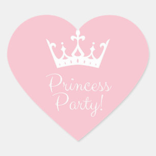 Princess Party Girly Pink und White Herz-Aufkleber