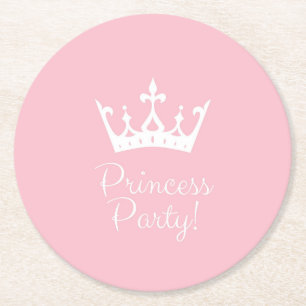 Princess Party Girly Pink und White Runder Pappuntersetzer