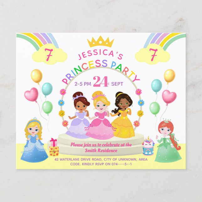 Princess Party Kid Birthday Einladung (Vorderseite)