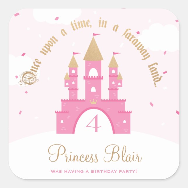 Princess Party Quadratischer Aufkleber (Vorderseite)