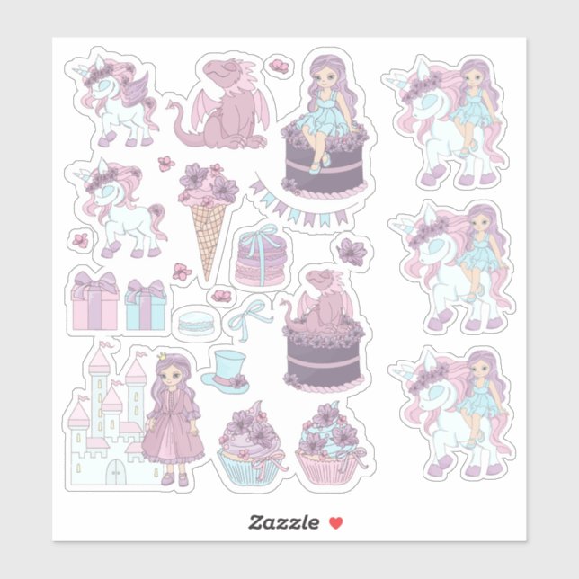 Princess Party Sticker Set (Blatt)