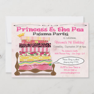 Princess & Pea Pajama Geburtstagsparty Einladung