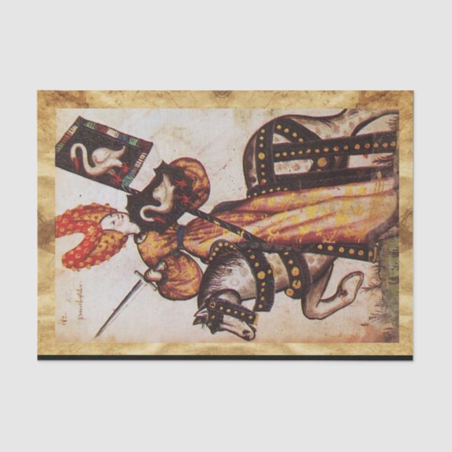 PRINCESS PENTHESILEA ALS MITTELALTERLICHE KNIGHT H SEIDENPAPIER (Vorderseite)
