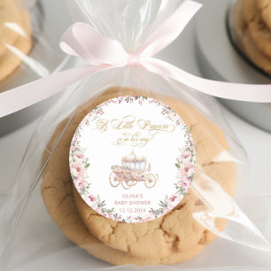 Princess Pink and Gold Baby Dusche Runder Aufkleber