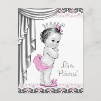 Princess Pink and Gray Baby Girl Dusche Einladung