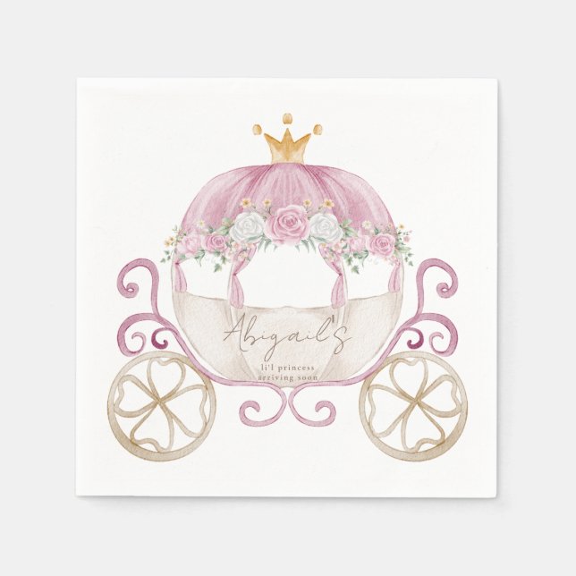 Princess Pink Carriage Baby Dusche Serviette (Vorderseite)
