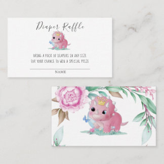 Princess Pink Dinosaur Diaper Raffle Baby Dusche Visitenkarte