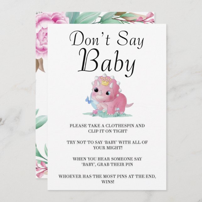 Princess Pink Dinosaur Peony Say Baby nicht (Vorne/Hinten)