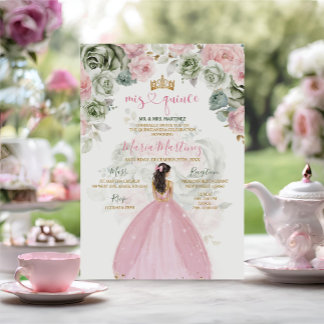 Princess Pink Dress Floral Sage Green Mis Quince Einladung