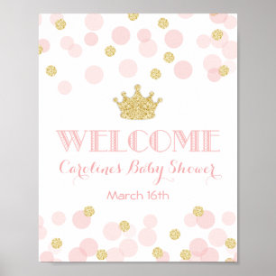Princess Pink Gold Baby Dusche Begrüßungszeichen Poster