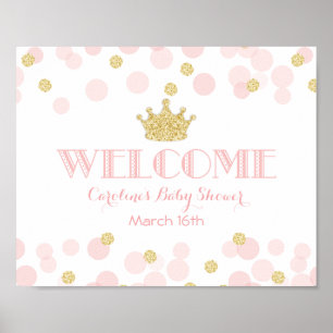 Princess Pink Gold Baby Dusche Custom Willkommen Poster