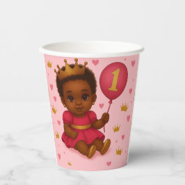 Princess Pink & Gold Baby Girl Birthday Pappbecher