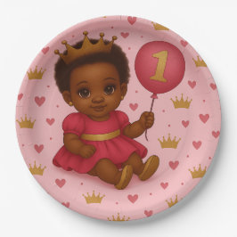 Princess Pink & Gold Baby Girl Birthday Pappteller
